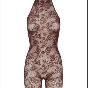 Skims Knit Lace Catsuit Cocoa